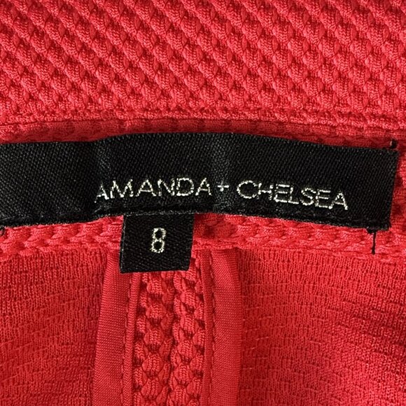 Versatile Amanda + Chelsea Crop Blazer with Ruched Sleeves – Red, Size 8 - Picture 4 of 5